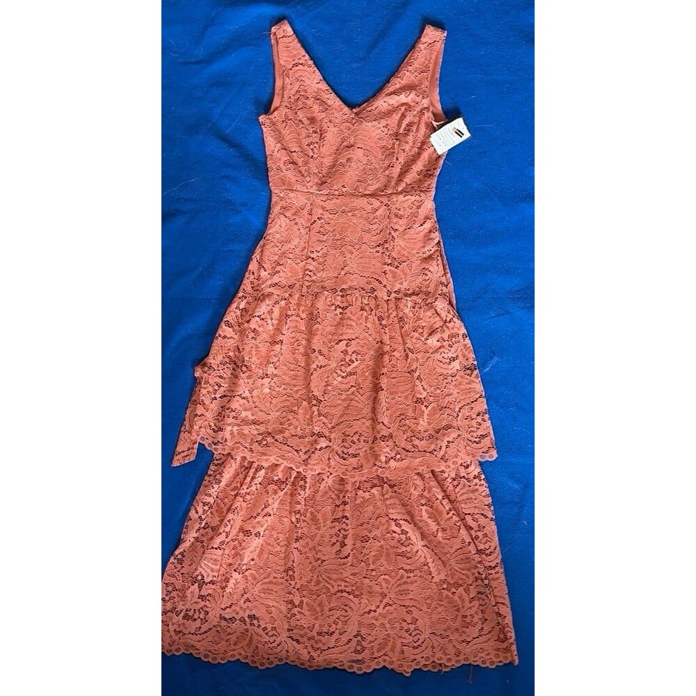 SL Fashions Women’s Size 4 Terracotta Lace High Low Dress NWT Cocktail Wedding